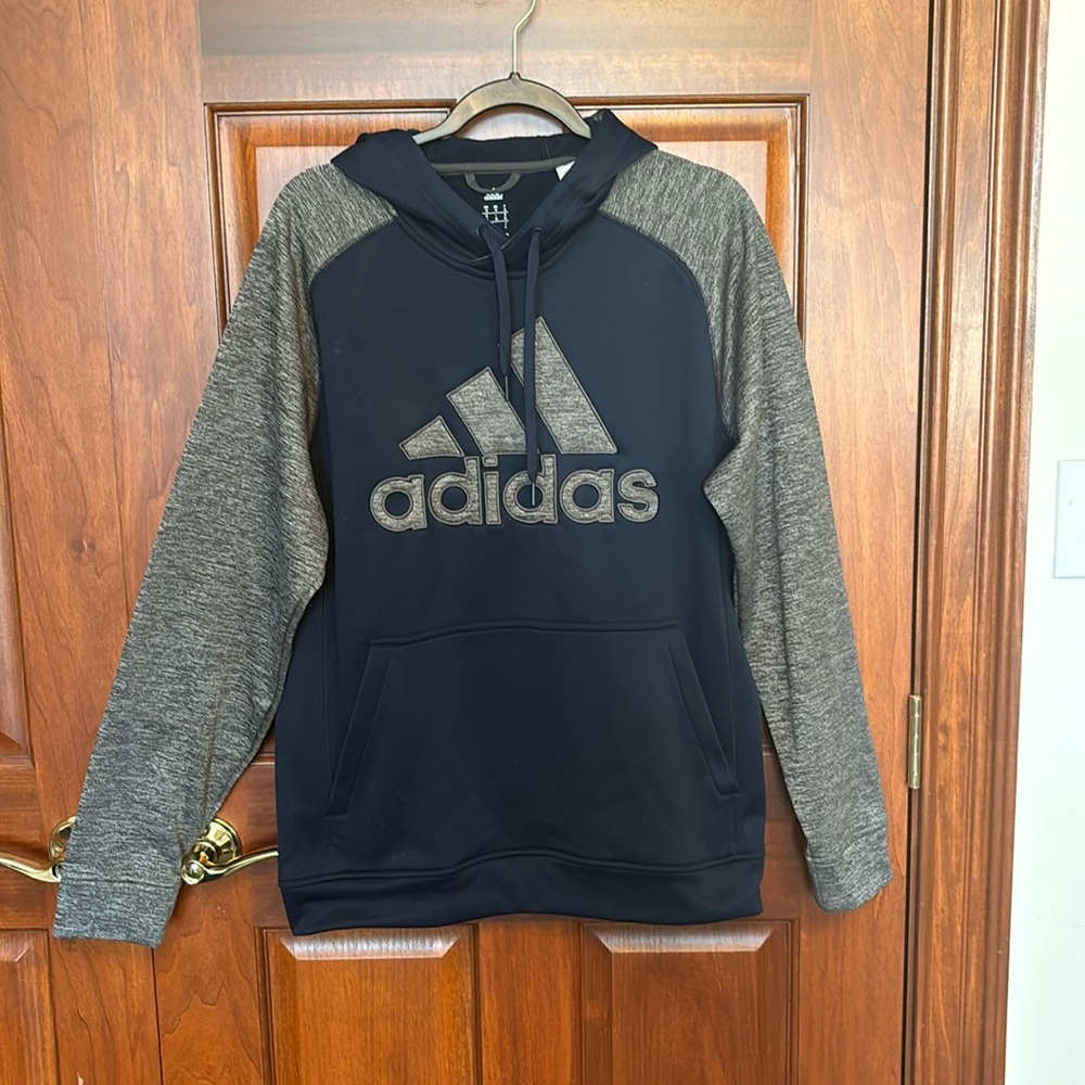Adidas climawarm, blue and gray hoodie size M